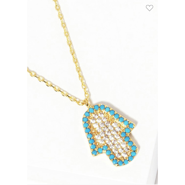 Gold Dipped Hamsa Pendant Necklace