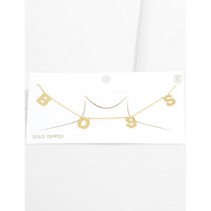 Boss Gold Dipped Message Pendant Necklace