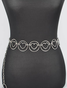 Heart Shape and O Ring Metal Chain Belt
