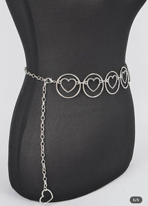 Heart Shape and O Ring Metal Chain Belt