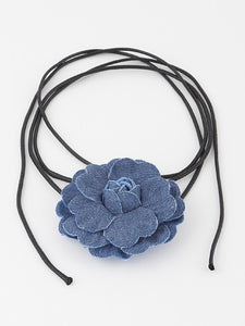 Denim Flower Chocker Necklace