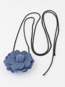Denim Flower Chocker Necklace