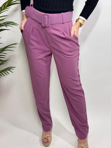 Poly Span High Waisted Belted Pants