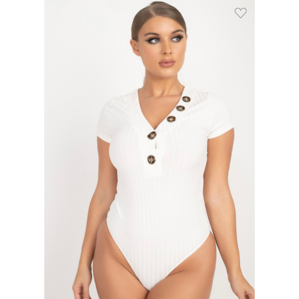 Button V-Neck Bodysuit