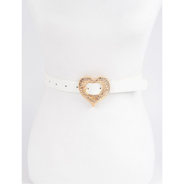 Heart Buckle Faux Leather Belt