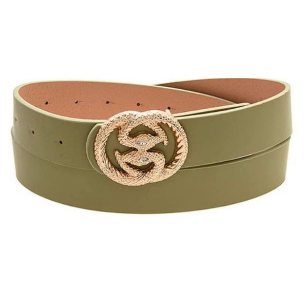 Snake Buckle Accent Fashion Belt