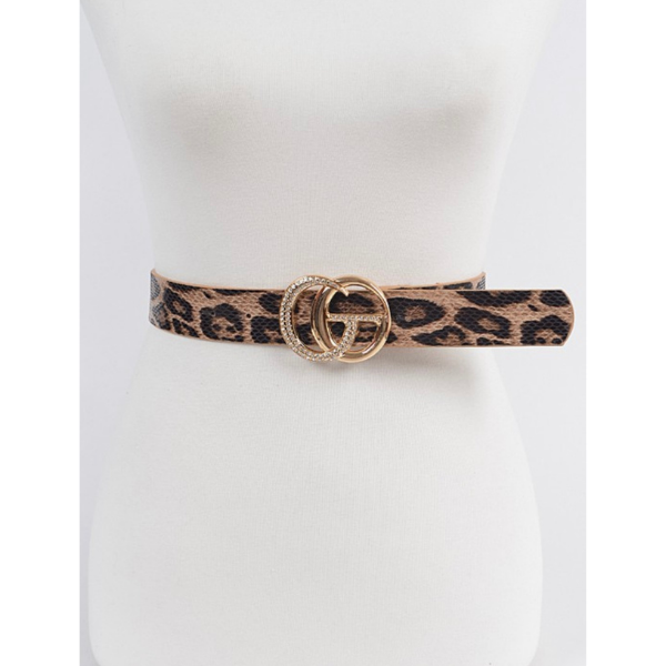 Stoned Metal Buckle Leopard Belt