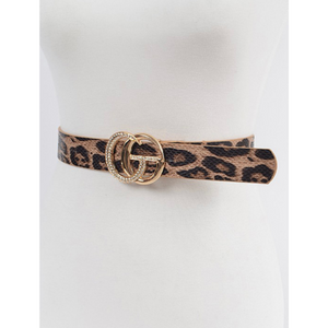 Stoned Metal Buckle Leopard Belt