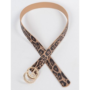 Stoned Metal Buckle Leopard Belt