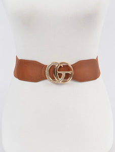 Stone Metal Buckle Plus Size Elastic Belt