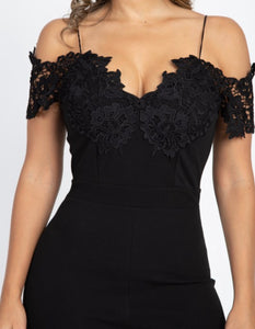 Lace Trim Off Shoulder Romper