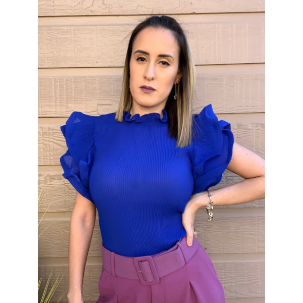 Accordian Pleated Ruffle Top