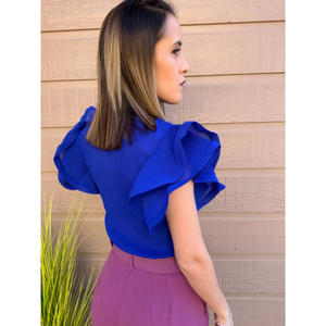 Accordian Pleated Ruffle Top