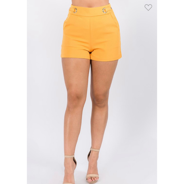 Shorts W/Eyelet Waist Trim Detail