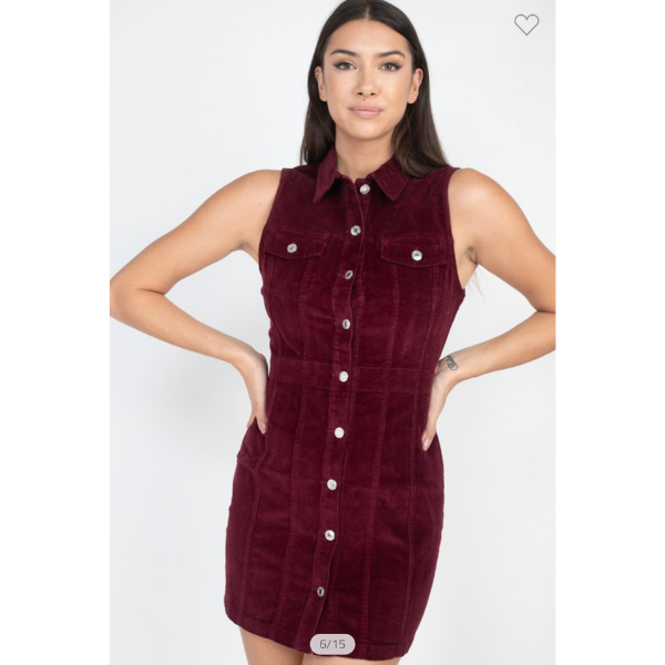 Sleeveless Corduroy Mini Dress