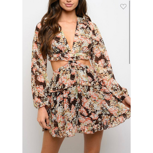 Long Sleeve Floral Print Romper