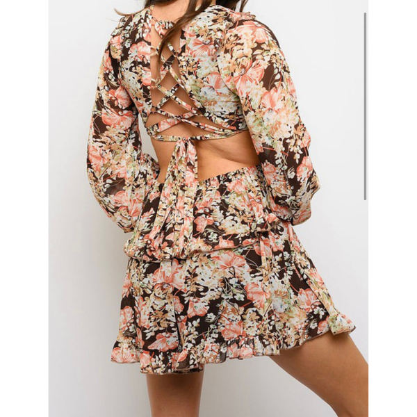 Long Sleeve Floral Print Romper