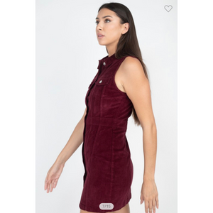 Sleeveless Corduroy Mini Dress