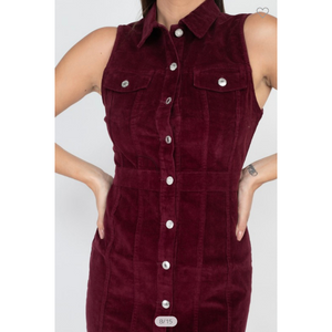 Sleeveless Corduroy Mini Dress