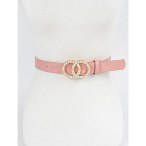 Double loop pearl buckle belt