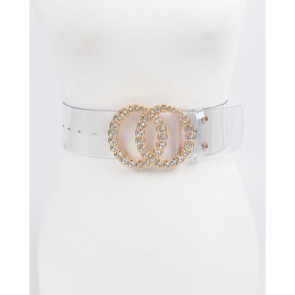 Transparent Waist Belt W Stone Buckle